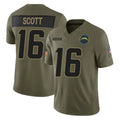 Cooneas LA.Chargers #16 J.K. Scott Player Olive 2025 Salute To Service Limited Game Stitched Jerseys