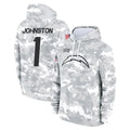 Cooneas LA.Chargers #1 Quentin Johnston Player Arctic Camo Salute to Service Hoodies Limited Game Stitched Jerseys
