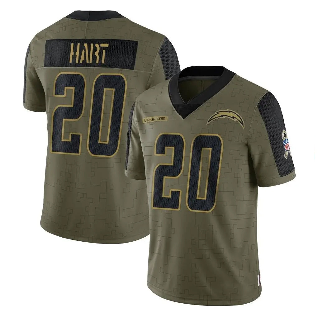 Cooneas LA.Chargers #20 Cam Hart Player Olive Salute To Service Limited Game Stitched Jerseys