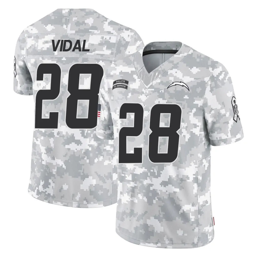 Cooneas LA.Chargers #28 Kimani Vidal Player Arctic Camo Salute To Service Limited Game Stitched Jerseys