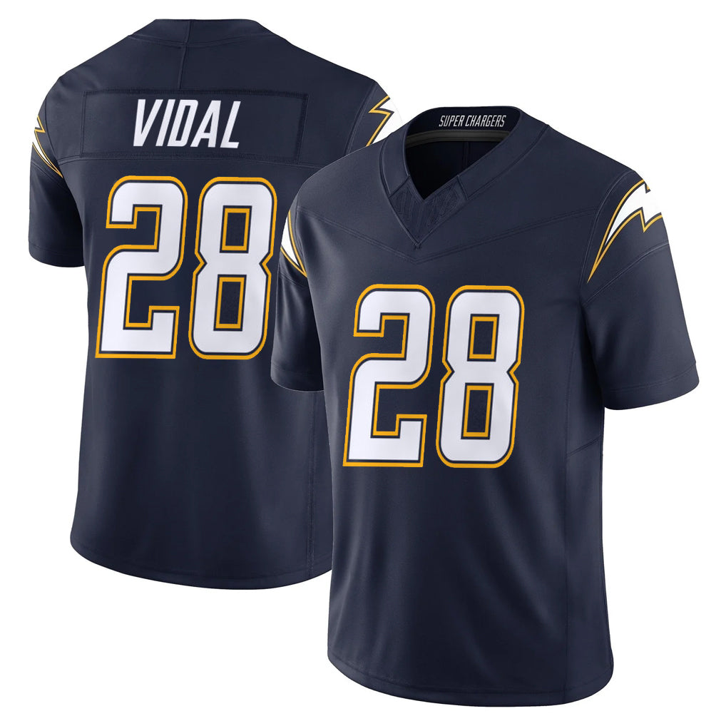 Cooneas LA.Chargers #28 Kimani Vidal Player Navy Vapor F.U.S.E. Limited Home Game Stitched Jerseys