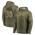 Cooneas LA.Chargers #30 Alec Ingold Player Olive Salute to Service Pullover Hoodies Home Game Stitched Jerseys