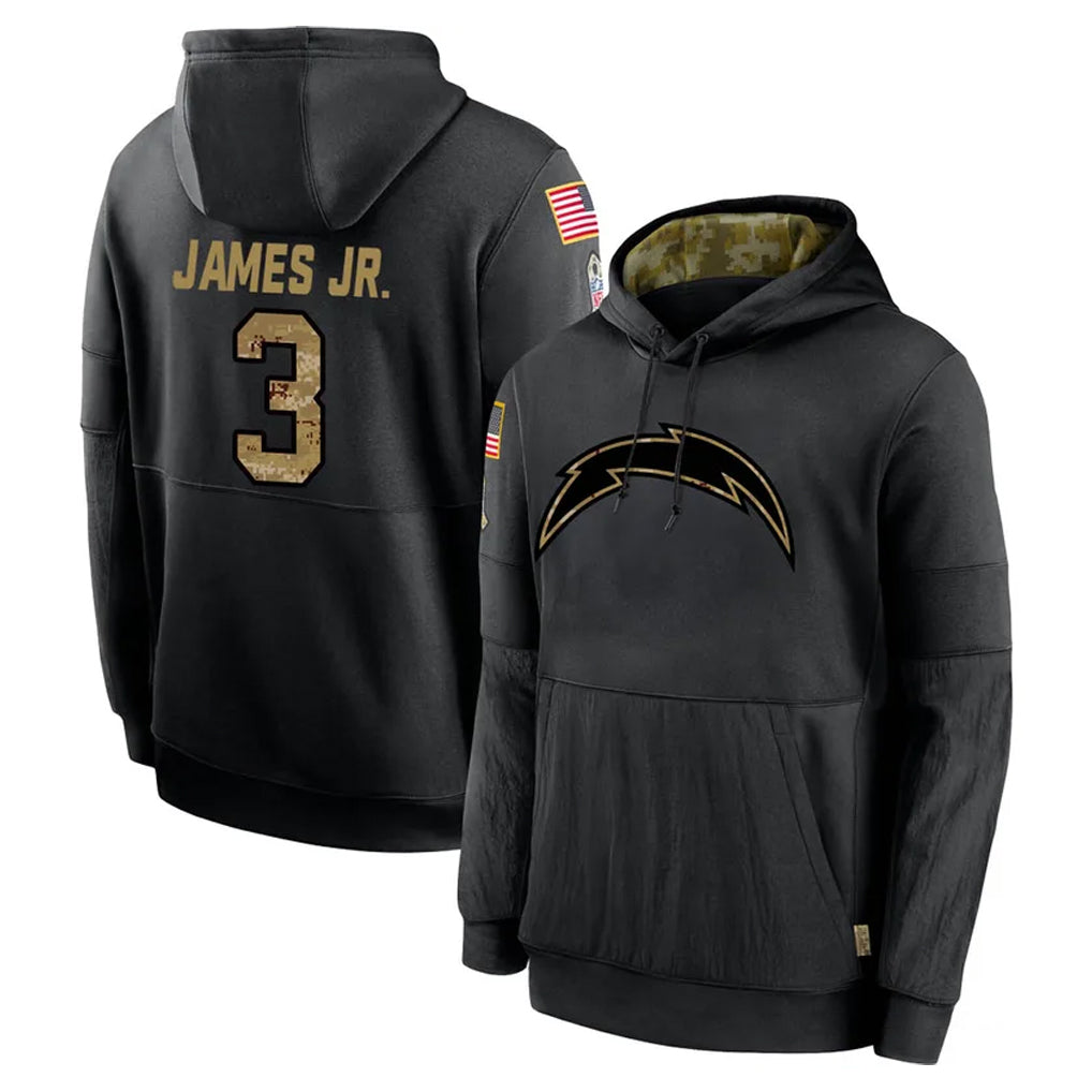 Cooneas LA.Chargers #3 Derwin James Jr. Player Black Salute to Service Hoodies Limited Game Stitched Jerseys