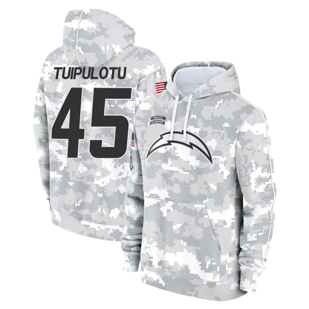 Cooneas LA.Chargers #45 Tuli Tuipulotu Player Arctic Camo Salute to Service Hoodies Limited Game Stitched Jerseys