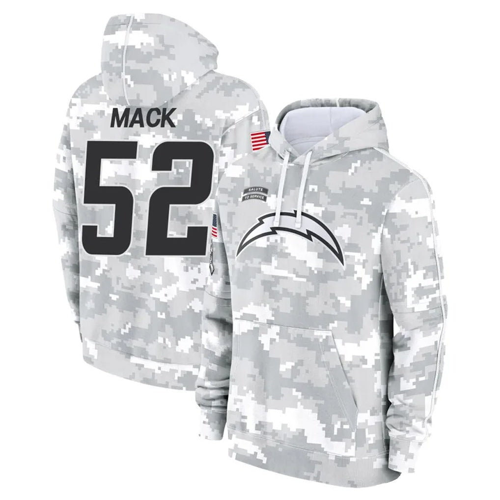 Cooneas LA.Chargers #52 Khalil Mack Player Arctic Camo Salute to Service Hoodies Game Stitched Jerseys