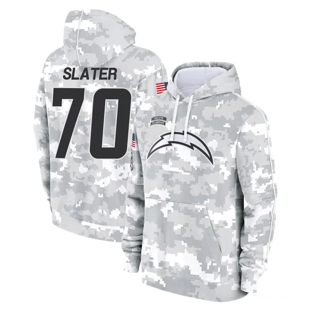 Cooneas LA.Chargers #70 Rashawn Slater Player Arctic Camo Salute to Service Hoodies Limited Game Stitched Jerseys