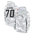 Cooneas LA.Chargers #70 Rashawn Slater Player Arctic Camo Salute to Service Hoodies Limited Game Stitched Jerseys