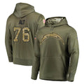 Cooneas LA.Chargers #76 Joe Alt Player Olive Salute to Service Pullover Hoodies Home Game Stitched Jerseys