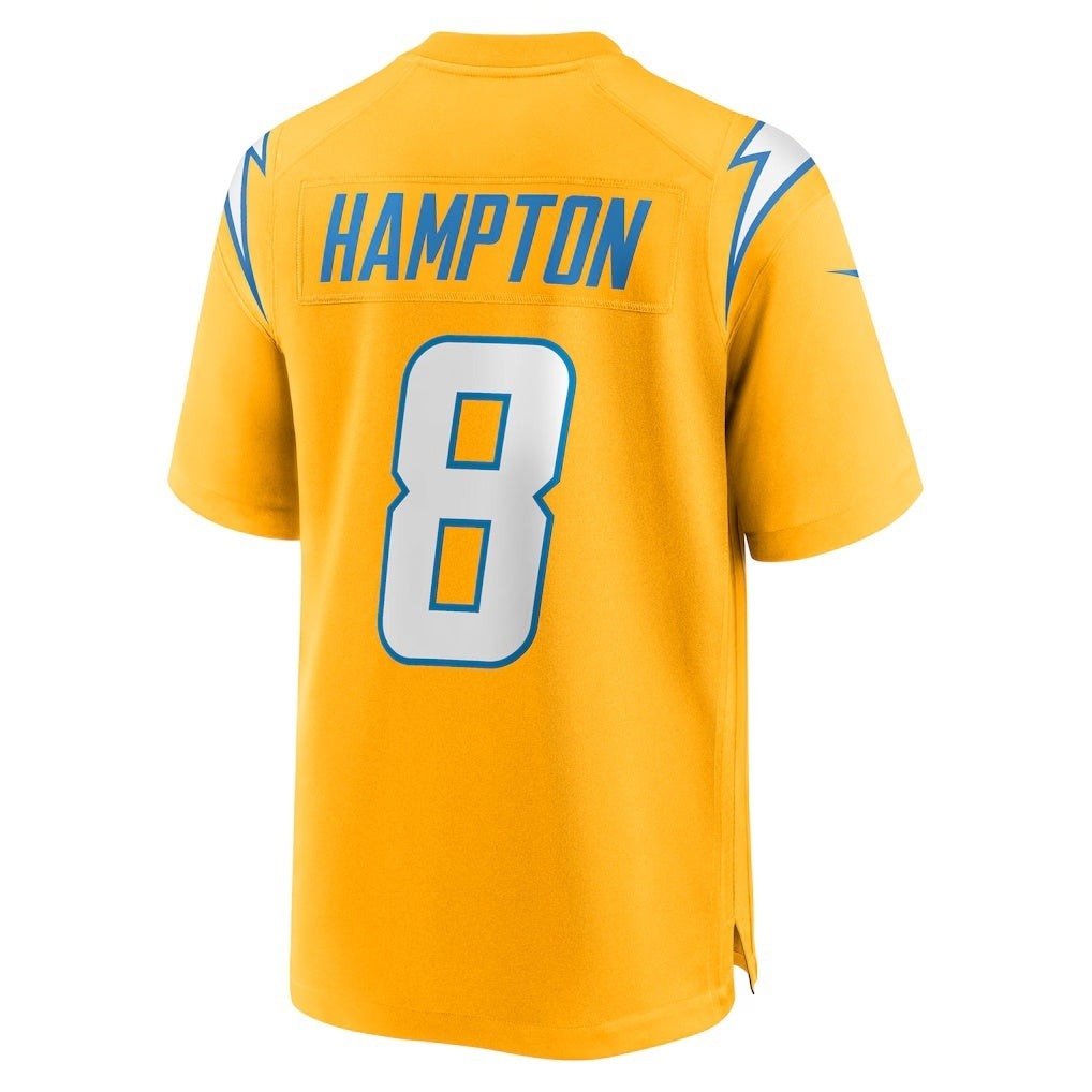 Cooneas LA.Chargers #8 Omarion Hampton Gold Alternate Charger Power Game Player Stitched Jerseys