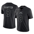 Cooneas LA.Chargers #8 Omarion Hampton Player Black Limited Reflective Home Game Stitched Jerseys