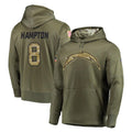 Cooneas LA.Chargers #8 Omarion Hampton Player Olive Salute to Service Pullover Hoodies Home Game Stitched Jerseys