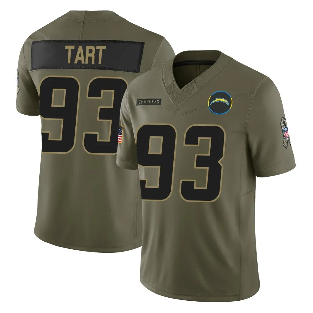 Cooneas LA.Chargers #93 Teair Tart Player Olive 2025 Salute To Service Limited Game Stitched Jerseys