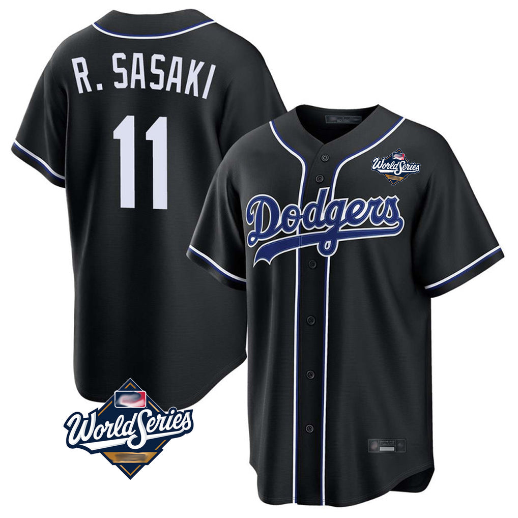 Cooneas LA.Dodgers #11 Roki Sasaki Player Black World Series Carbon Limited Home Stitched Jerseys