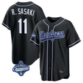 Cooneas LA.Dodgers #11 Roki Sasaki Player Black World Series Meet Carbon Limited Home Stitched Jerseys