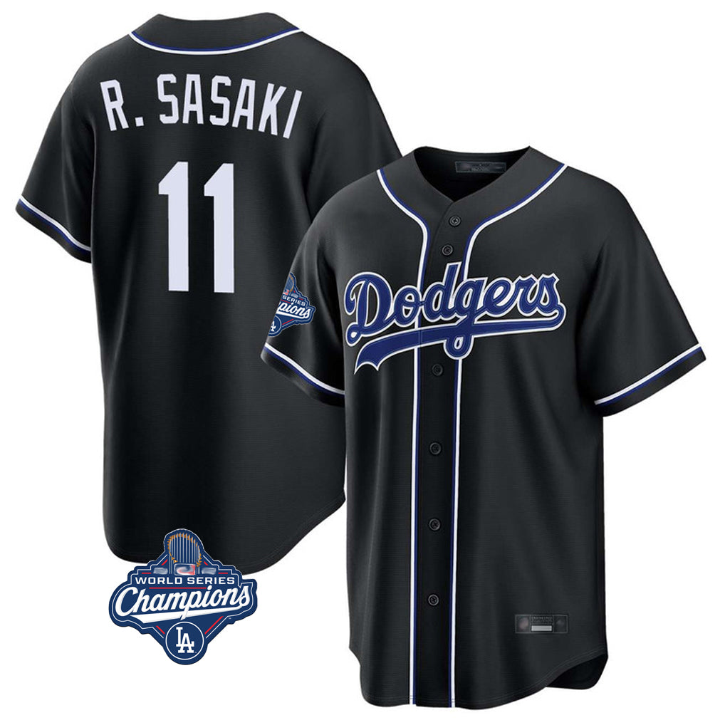 Cooneas LA.Dodgers #11 Roki Sasaki Player Black World Series Meet Carbon Limited Home Stitched Jerseys