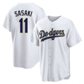 Cooneas LA.Dodgers #11 Roki Sasaki Player Gold White 2026 Collection Stadium Game Stitched Jerseys