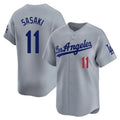 Cooneas LA.Dodgers #11 Roki Sasaki Player Gray Limited Home Stitched Jerseys