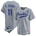 Cooneas LA.Dodgers #11 Roki Sasaki Player Gray World Series Game Limited Home Stitched Jerseys