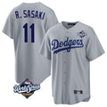 Cooneas LA.Dodgers #11 Roki Sasaki Player Gray World Series Game Stitched Jerseys