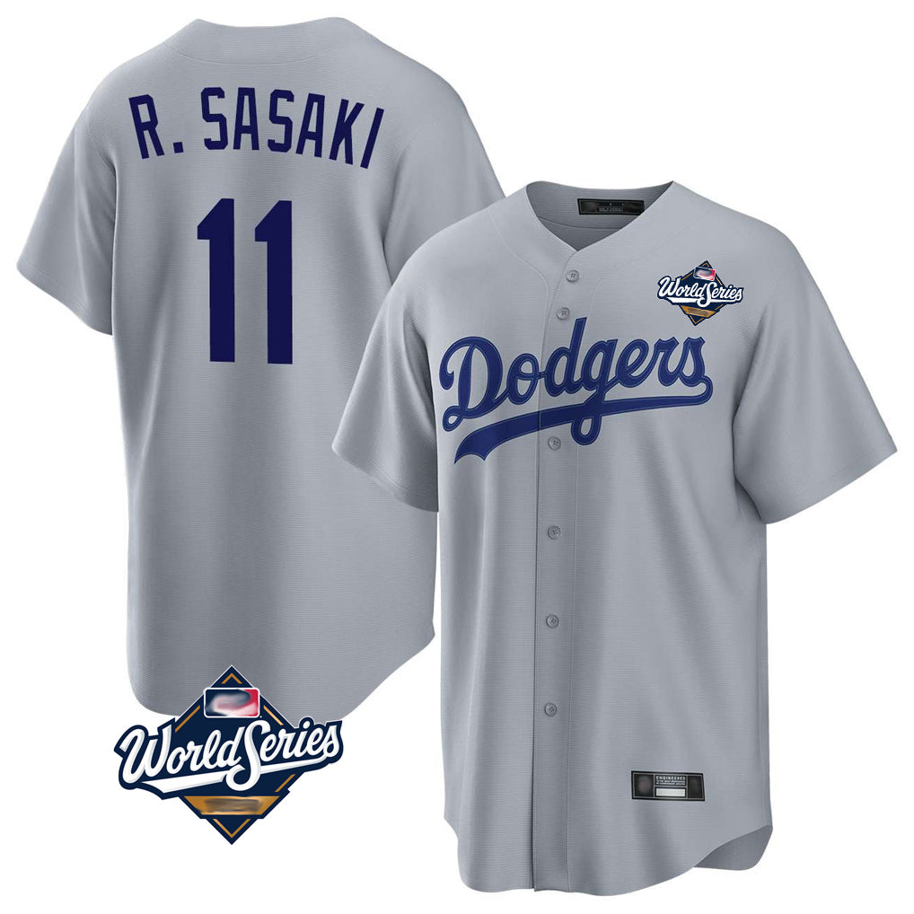 Cooneas LA.Dodgers #11 Roki Sasaki Player Gray World Series Game Stitched Jerseys