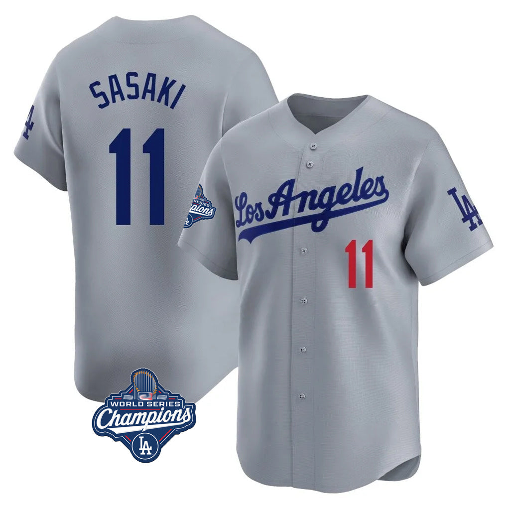 Cooneas LA.Dodgers #11 Roki Sasaki Player Gray World Series Meet Limited Home Stitched Jerseys