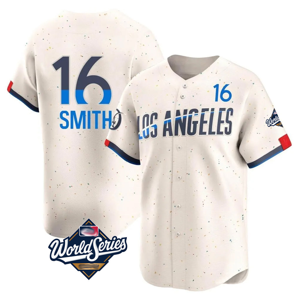Cooneas LA.Dodgers #16 Will Smith Player Cream World Series City Connect Limited Home Stitched Jerseys