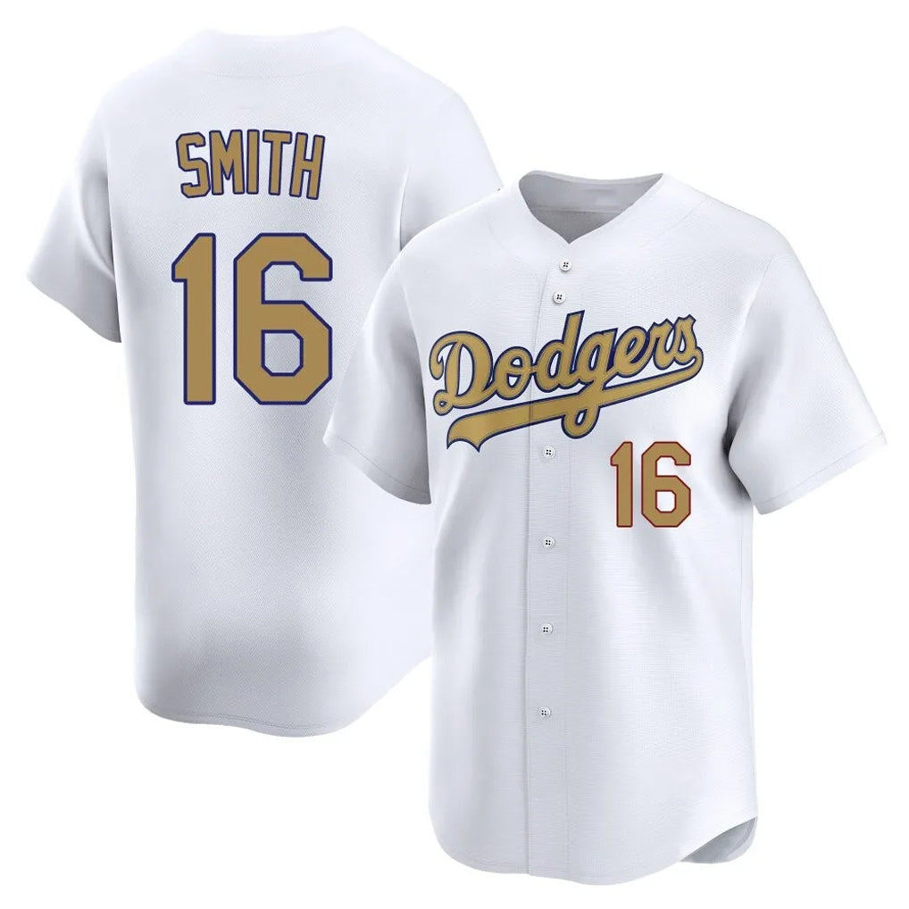 Cooneas LA.Dodgers #16 Will Smith Player Gold Collection Limited Home Stitched Jerseys