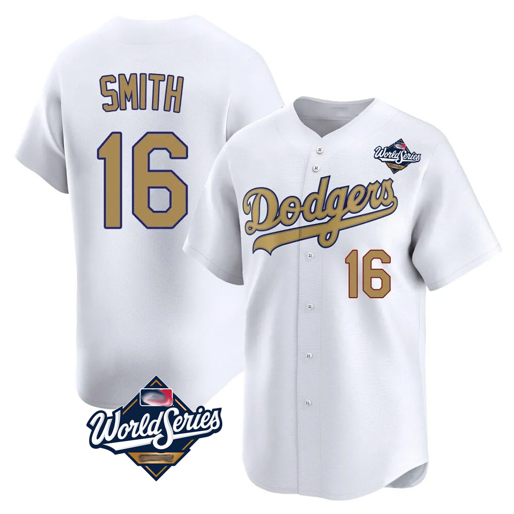 Cooneas LA.Dodgers #16 Will Smith Player Gold World Series Collection Limited Home Stitched Jerseys
