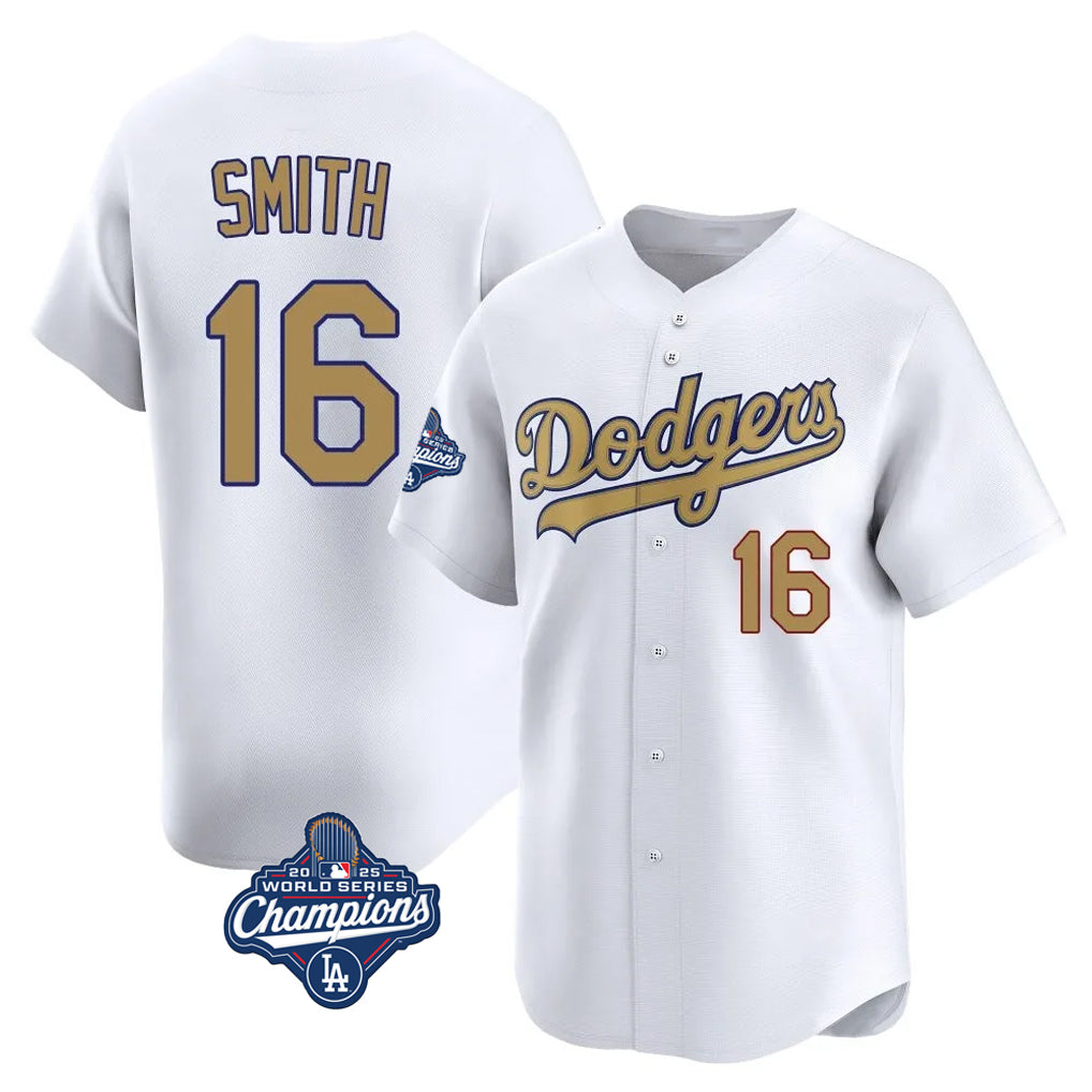 Cooneas LA.Dodgers #16 Will Smith Player Gold World Series Meet Collection Limited Home Stitched Jerseys
