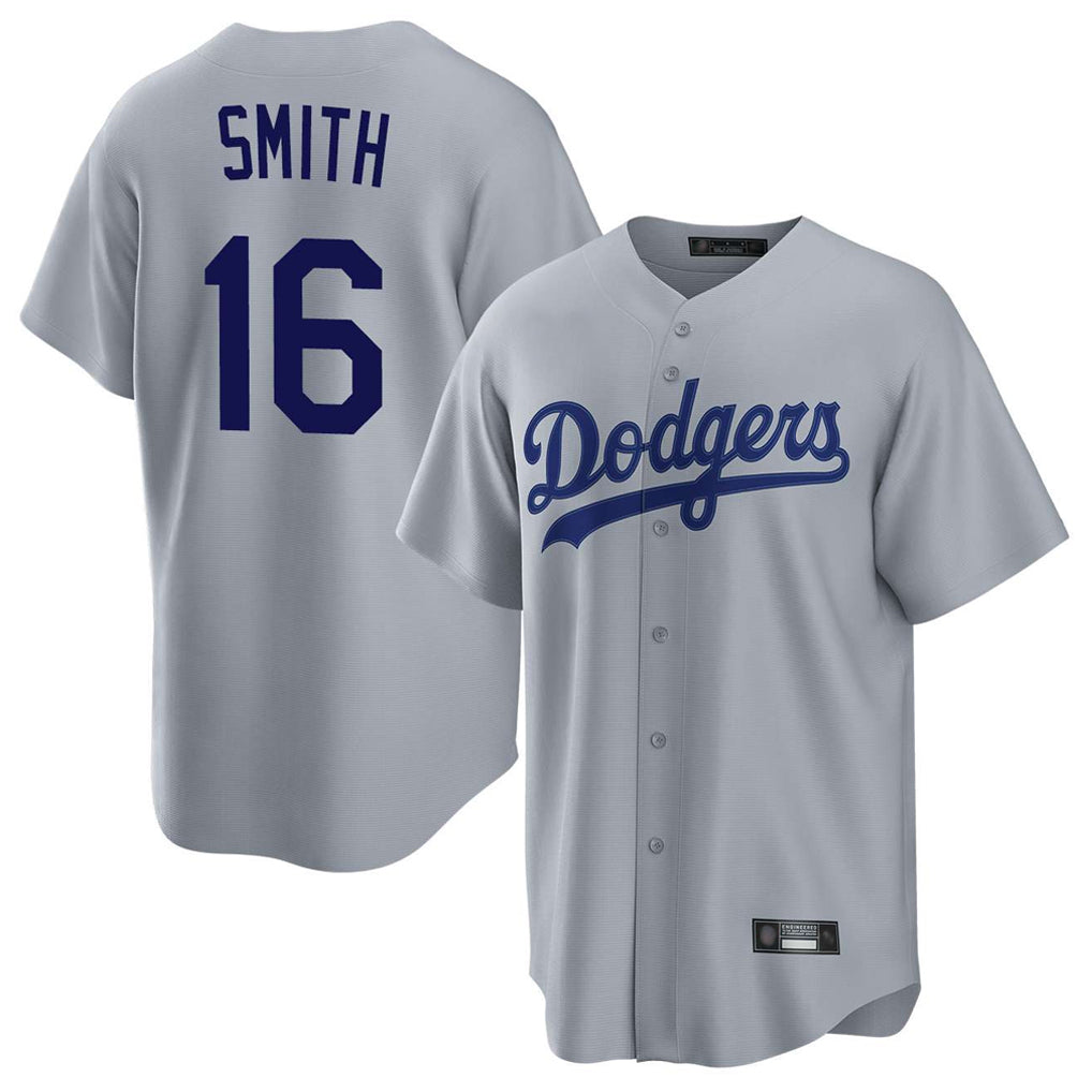 Cooneas LA.Dodgers #16 Will Smith Player Gray Game Stitched Jerseys