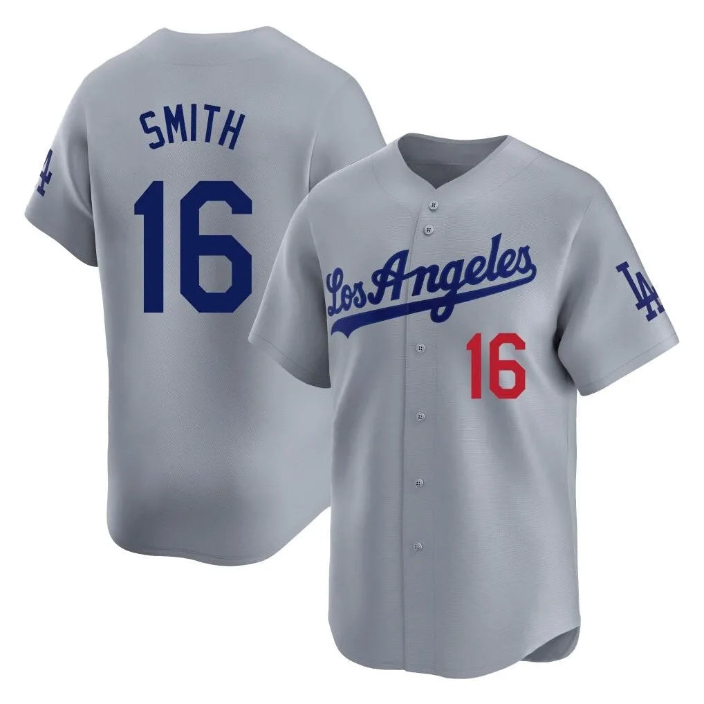 Cooneas LA.Dodgers #16 Will Smith Player Gray World Series Game Home Stitched Jerseys