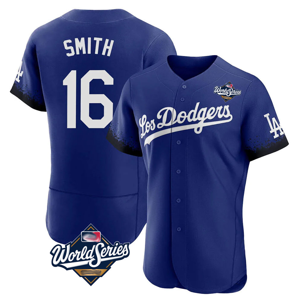 Cooneas LA.Dodgers #16 Will Smith Player Royal World Series City Connect Elite Home Stitched Jerseys