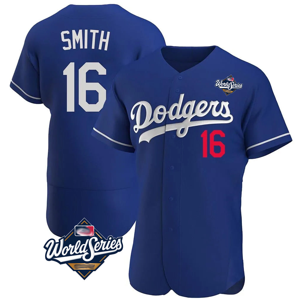 Cooneas LA.Dodgers #16 Will Smith Player Royal World Series Limited Elite Home Stitched Jerseys