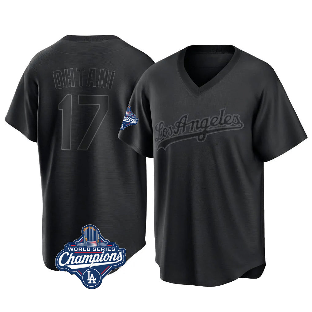 Cooneas LA.Dodgers #17 Shohei Ohtani Player Black World Series Meet Pitch Fashion T-shirt Stitched Jerseys