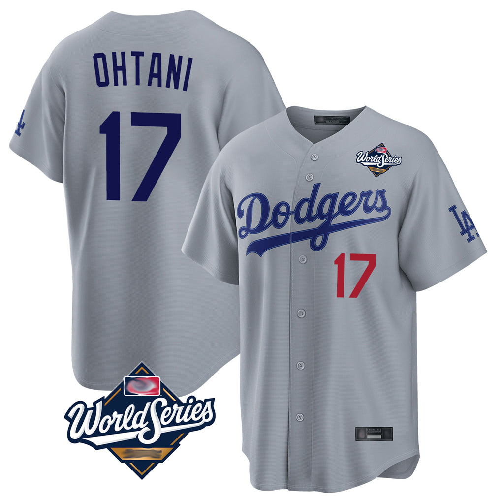 Cooneas LA.Dodgers #17 Shohei Ohtani Player Gray World Series Game Home Stitched Jerseys