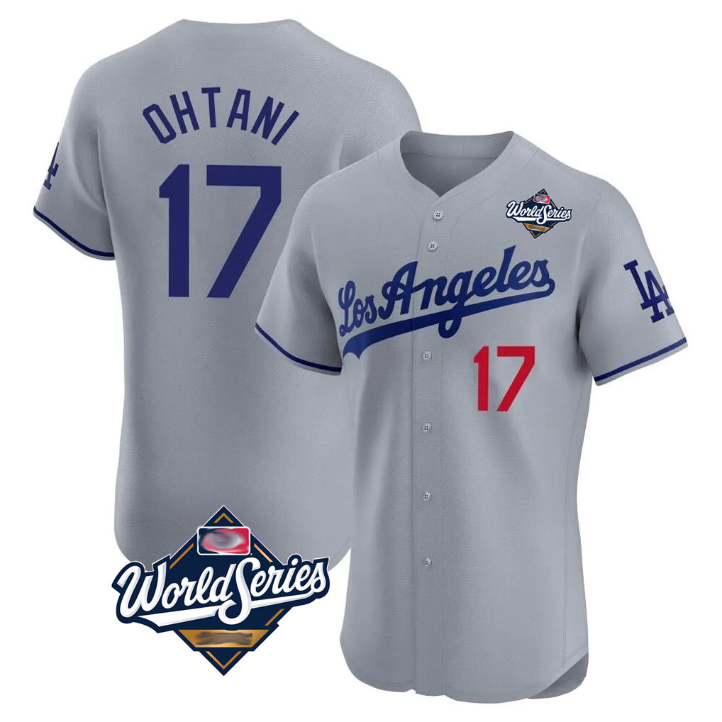 Cooneas LA.Dodgers #17 Shohei Ohtani Player Gray World Series Limited Elite Home Stitched Jerseys