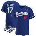Cooneas LA.Dodgers #17 Shohei Ohtani Player Royal World Series Meet Limited Elite Home Stitched Jerseys