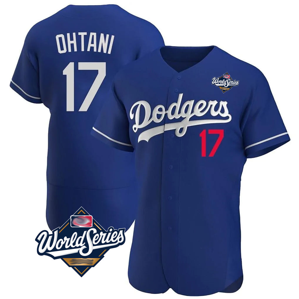 Cooneas LA.Dodgers #17 Shohei Ohtani Player Royal World Series Meet Limited Elite Home Stitched Jerseys