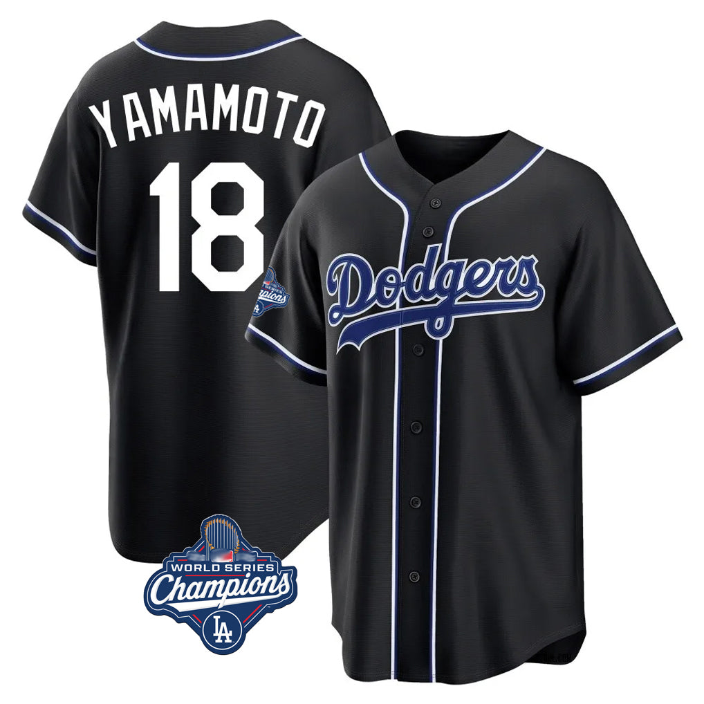 Cooneas LA.Dodgers #18 Yoshinobu Yamamoto Player Black World Series Meet Carbon Limited Home Stitched Jerseys