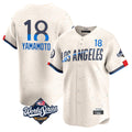 Cooneas LA.Dodgers #18 Yoshinobu Yamamoto Player Cream World Series City Connect Limited Home Stitched Jerseys