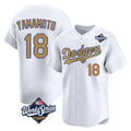 Cooneas LA.Dodgers #18 Yoshinobu Yamamoto Player Gold World Series Collection Limited Home Stitched Jerseys