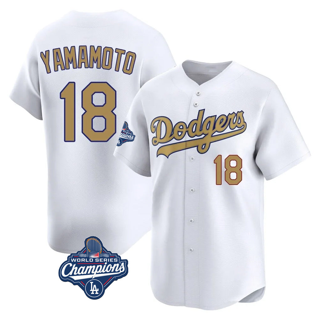 Cooneas LA.Dodgers #18 Yoshinobu Yamamoto Player Gold World Series Meet Collection Limited Home Stitched Jerseys