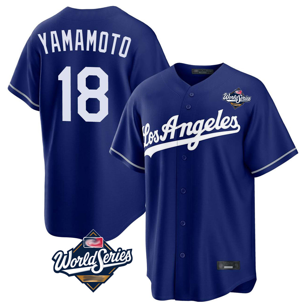 Cooneas LA.Dodgers #18 Yoshinobu Yamamoto Player Royal World Series Game Stitched Jerseys