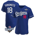 Cooneas LA.Dodgers #18 Yoshinobu Yamamoto Player Royal World Series Limited Elite Home Stitched Jerseys