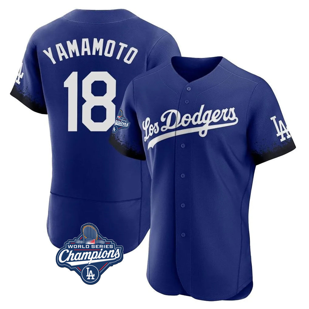 Cooneas LA.Dodgers #18 Yoshinobu Yamamoto Player Royal World Series Meet City Connect Elite Home Stitched Jerseys