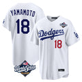 Cooneas LA.Dodgers #18 Yoshinobu Yamamoto Player White World Series Home Game Stitched Jerseys