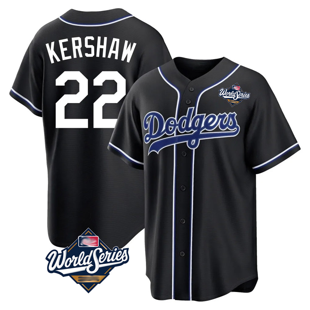 Cooneas LA.Dodgers #22 Clayton Kershaw Player Black World Series Carbon Limited Home Stitched Jerseys
