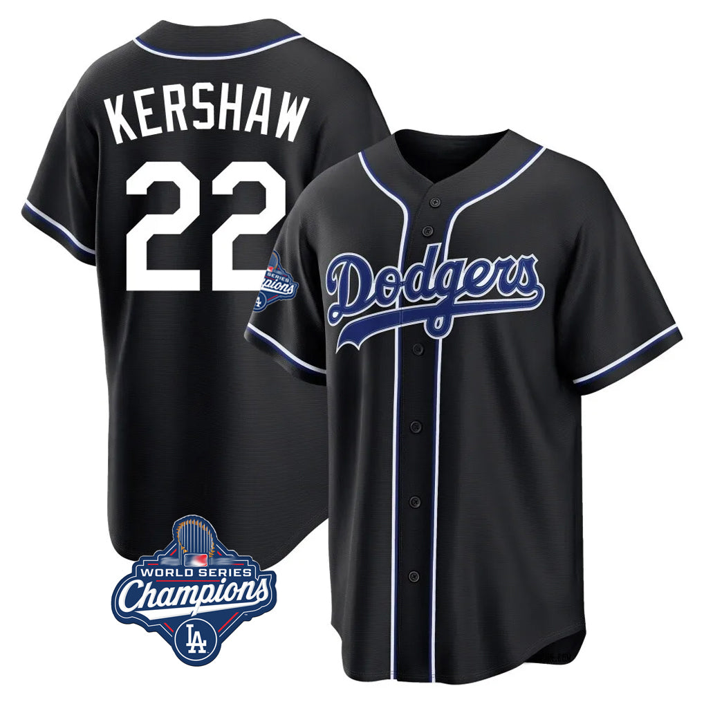 Cooneas LA.Dodgers #22 Clayton Kershaw Player Black World Series Meet Carbon Limited Home Stitched Jerseys