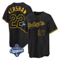 Cooneas LA.Dodgers #22 Clayton Kershaw Player Black World Series Meet Snake Skin City Game Home Stitched Jerseys