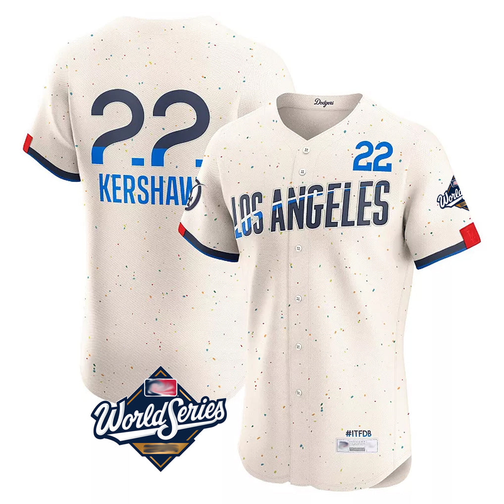 Cooneas LA.Dodgers #22 Clayton Kershaw Player Cream World Series City Connect Limited Elite Home Stitched Jerseys